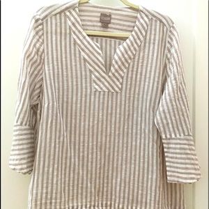 Chico’s top tan and off white stripes (2/large)
